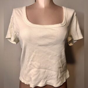 Scoop Neck Cropped White T-Shirt